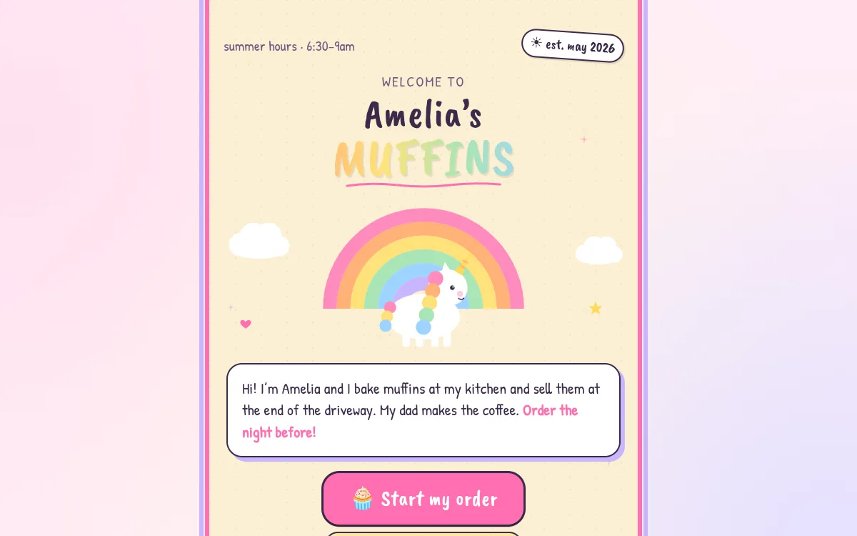 Amelia's Muffins homepage